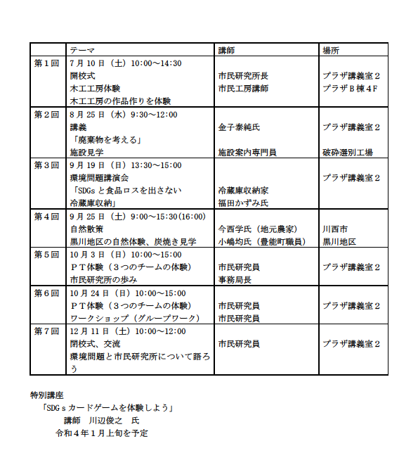 環境スクール開催要項